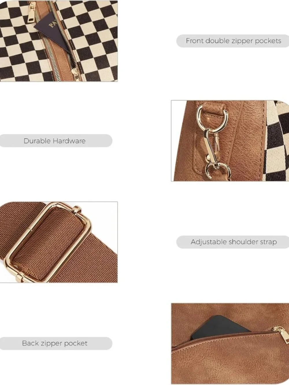 Stylish Checkered Hobo Handbag & Crossbody Bag - Plaid Tote Purse for Daily Use
